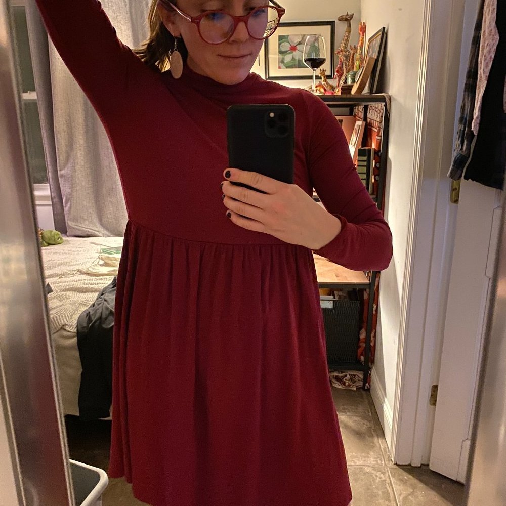 Asos Red Longsleeve Mockneck Dress - Picture 6 of 7
